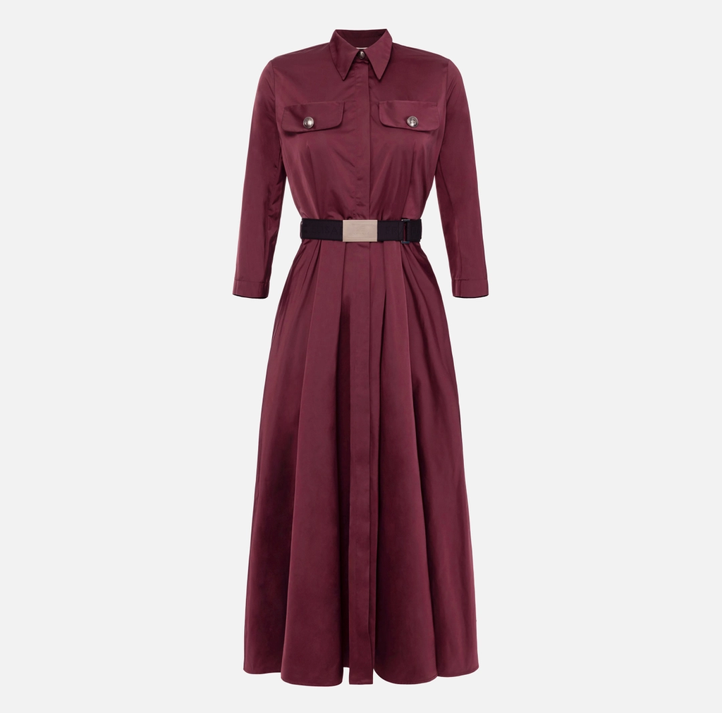 ELS-AB63246 BURGUNDY BELT DRESS