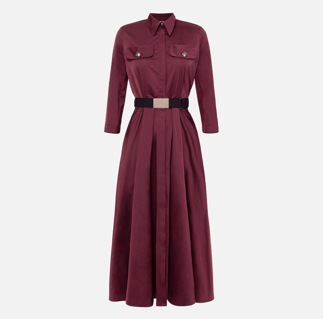 ELS-AB63246 BURGUNDY BELT DRESS