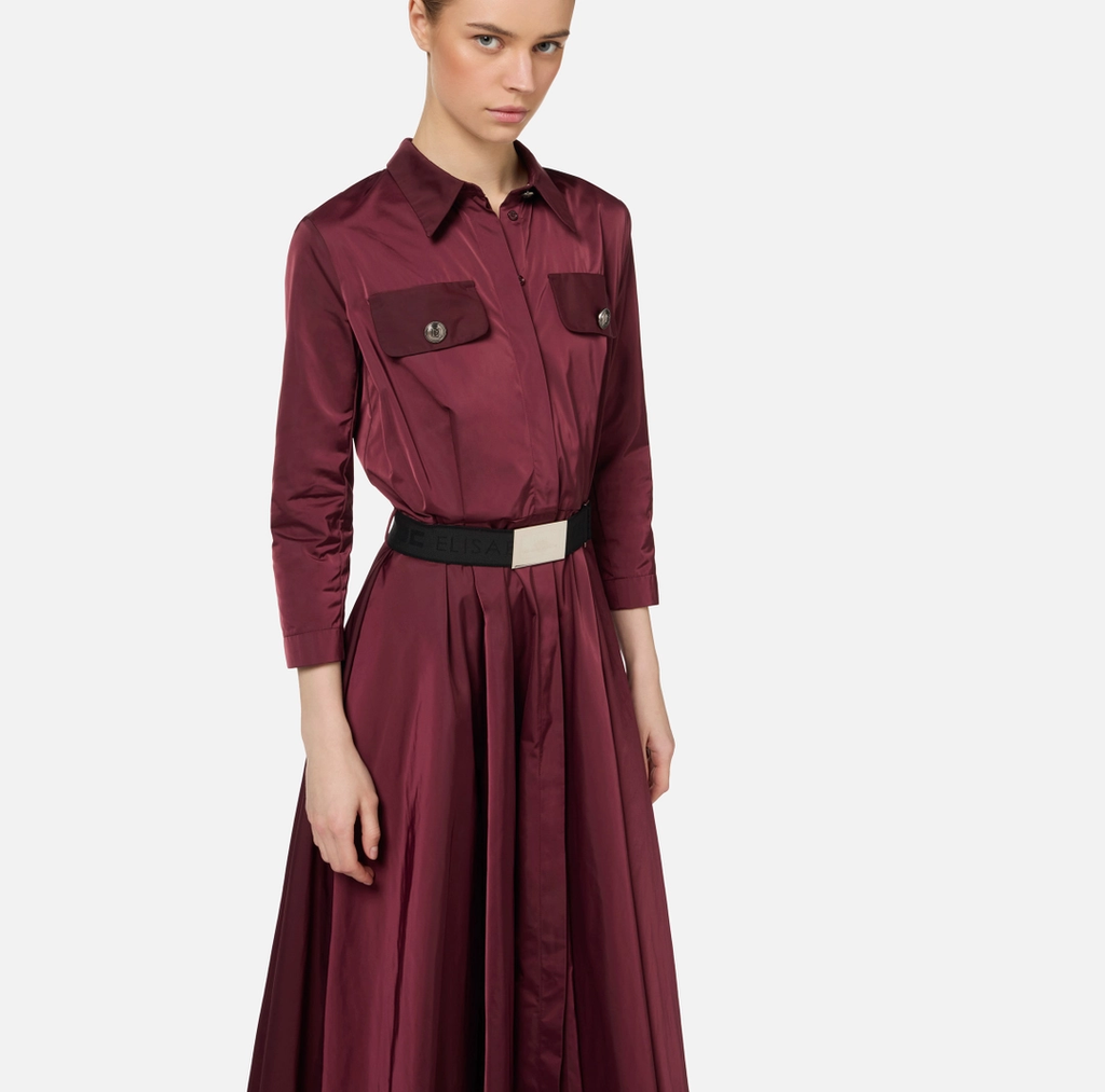 ELS-AB63246 BURGUNDY BELT DRESS