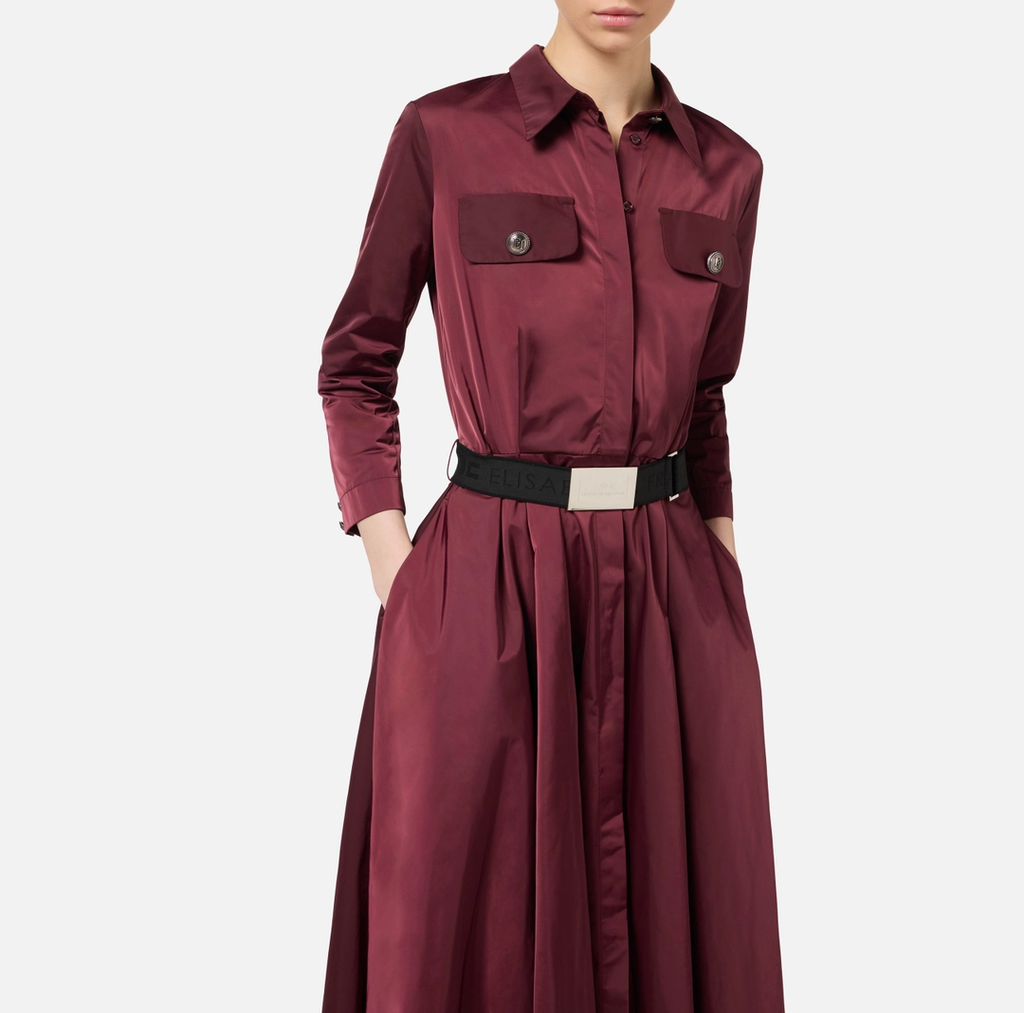 ELS-AB63246 BURGUNDY BELT DRESS