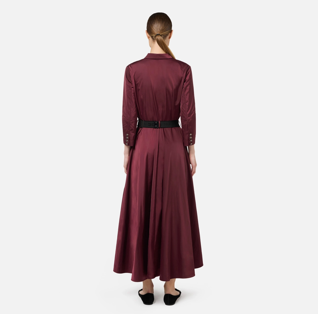 ELS-AB63246 BURGUNDY BELT DRESS