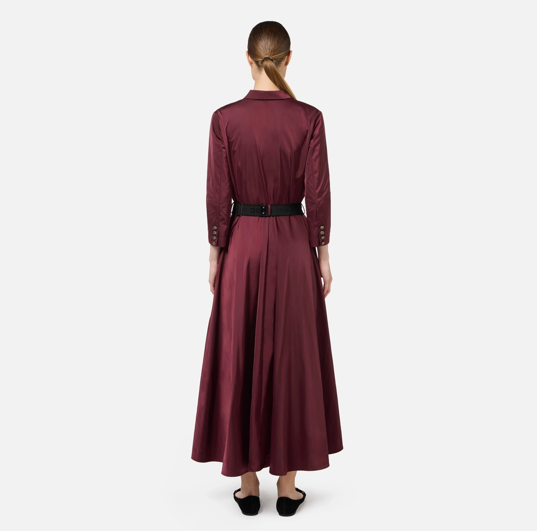 ELS-AB63246 BURGUNDY BELT DRESS