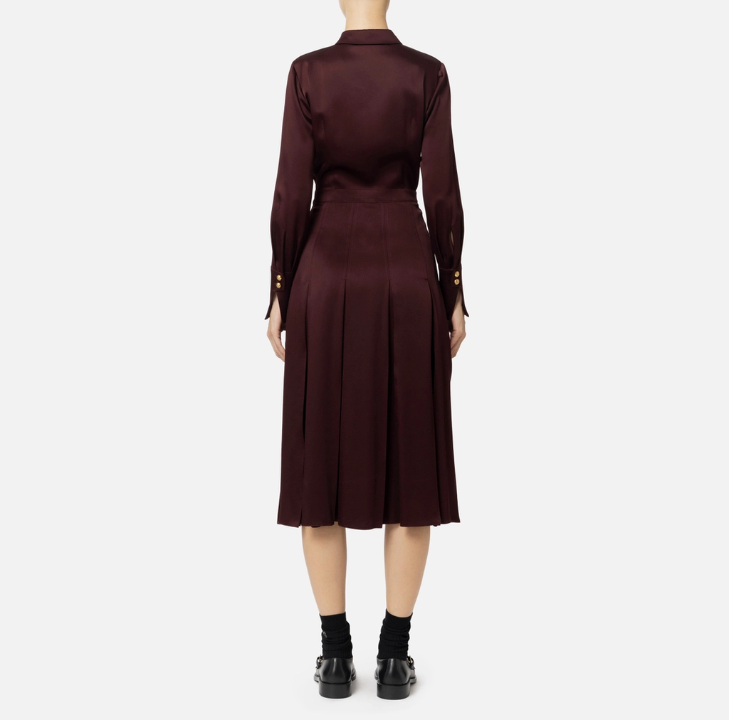 ELS-AB68846 BURGUNDY BUTTON DRESS