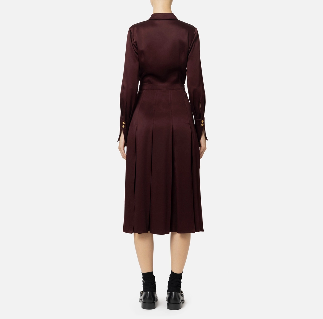 ELS-AB68846 BURGUNDY BUTTON DRESS