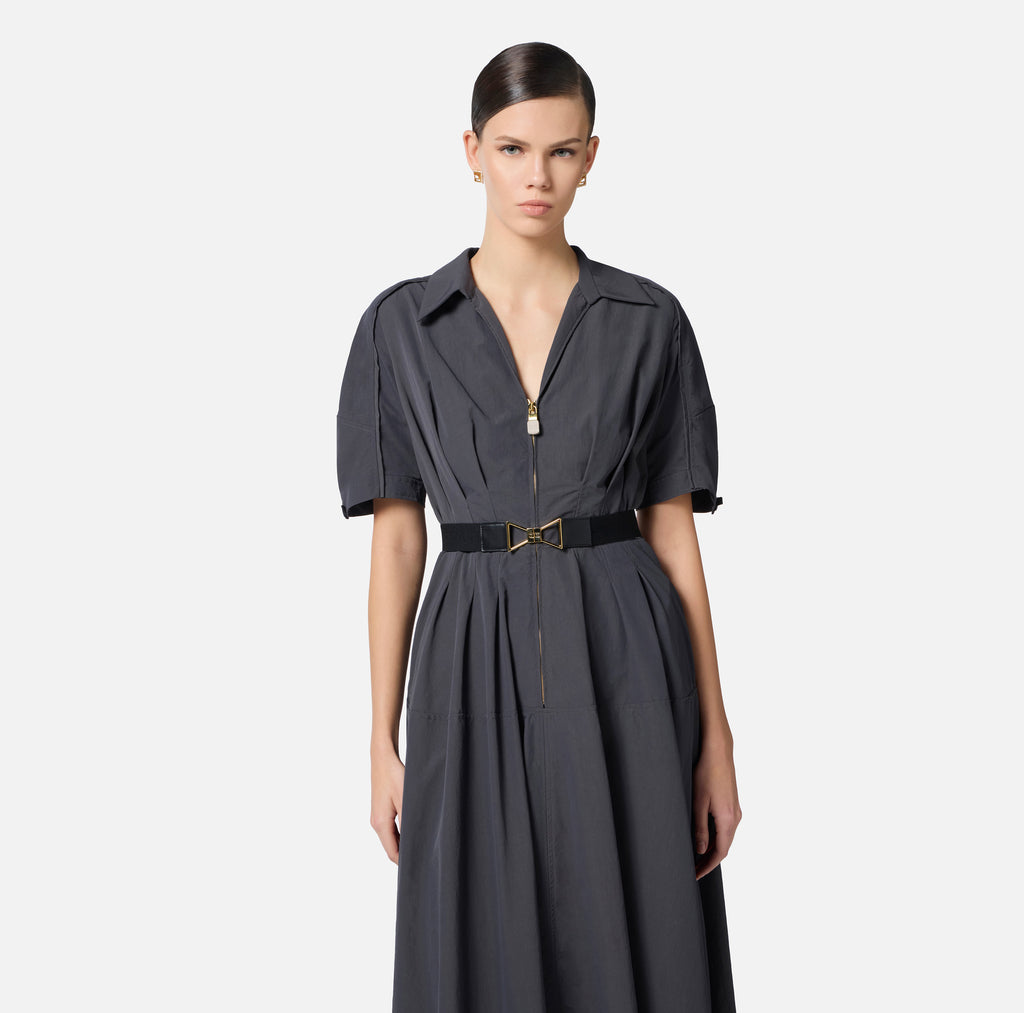 ELS-AB75751 NAVY&GOLD TAFFETTA DRESS