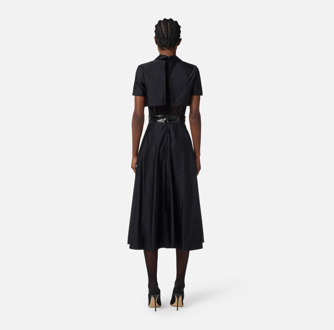 ELS-AB82957 BLACK TULLE SHIRT DRESS