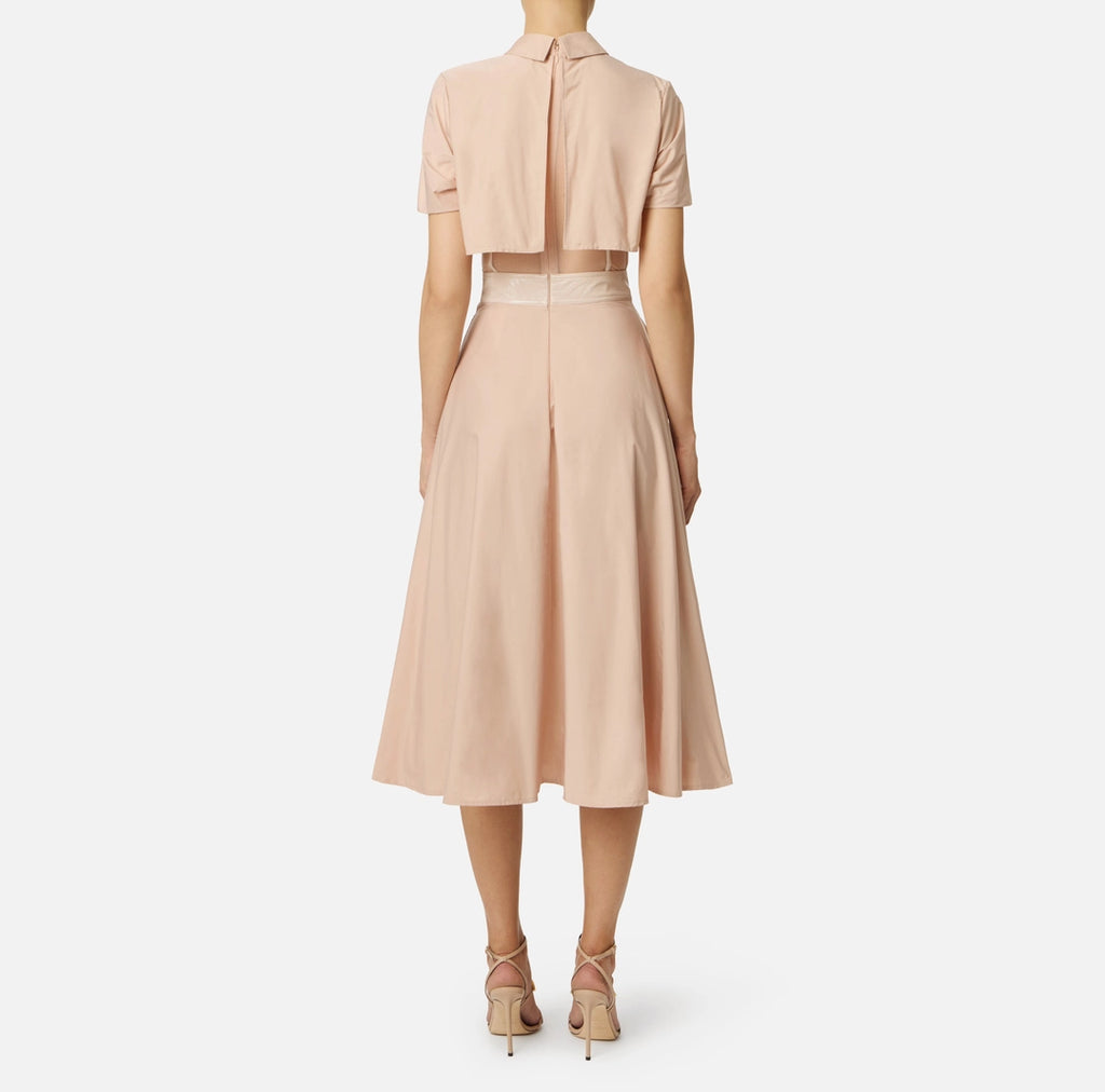 ELS-AB82957 PLUM TULLE SHIRT DRESS