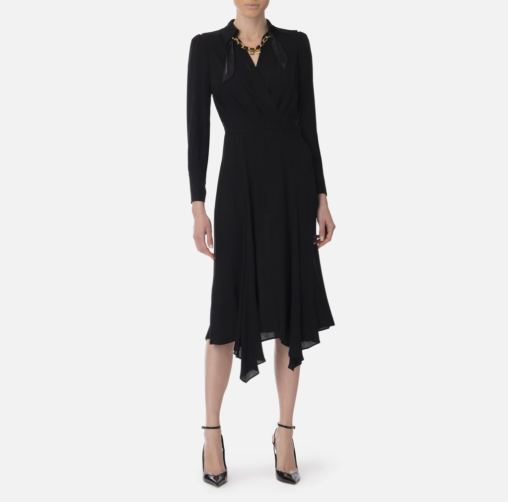 ELS-AB86352 BLACK WRAP DRESS