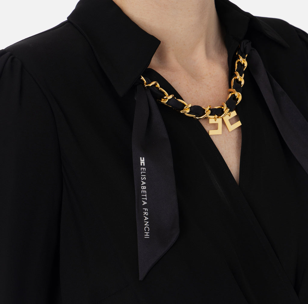 ELS-AB86352 BLACK WRAP DRESS