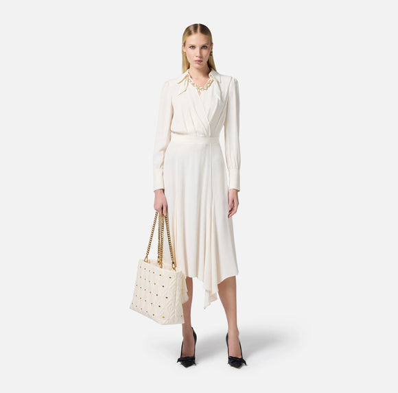 ELS-AB86352 BEIGE WRAP DRESS