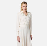 ELS-AB86352 BEIGE WRAP DRESS
