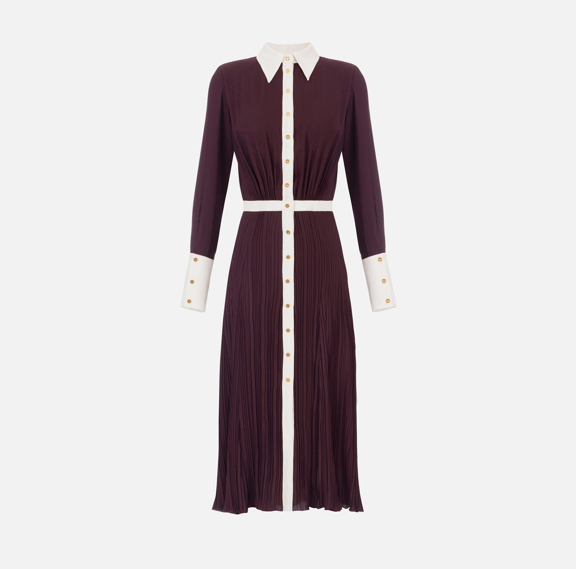 ELS-ABT0256E2 BURGUNDY&WHITE DRESS