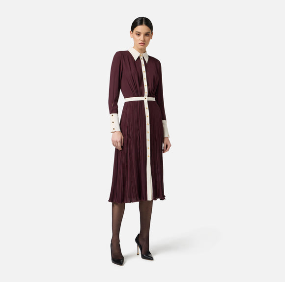ELS-ABT0256E2 BURGUNDY&WHITE DRESS