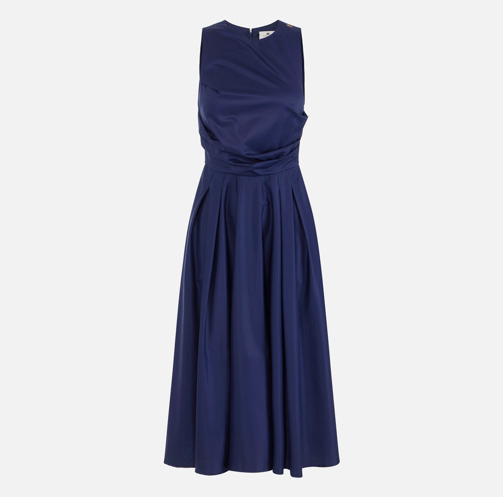 ELS-ABT5252 BLACK WRAP POPLIN DRESS