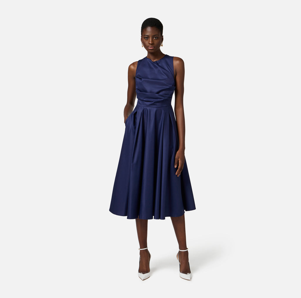 ELS-ABT5252 BLACK WRAP POPLIN DRESS