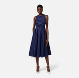 ELS-ABT5252 BLACK WRAP POPLIN DRESS