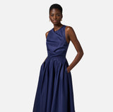 ELS-ABT5252 BLACK WRAP POPLIN DRESS