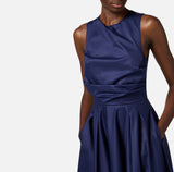 ELS-ABT5252 BLACK WRAP POPLIN DRESS