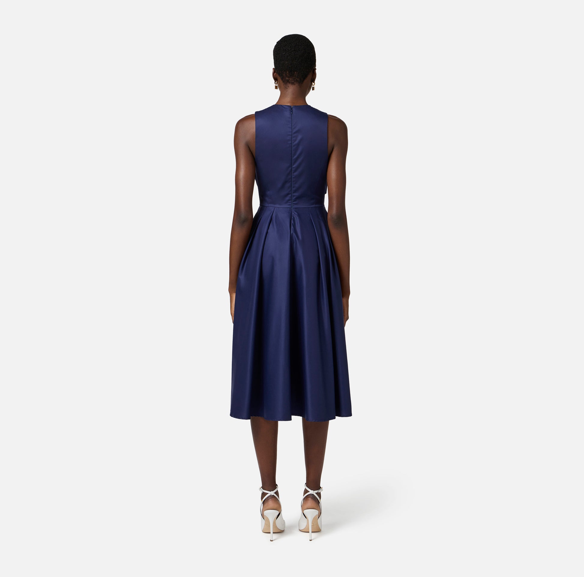 ELS-ABT5252 BLACK WRAP POPLIN DRESS