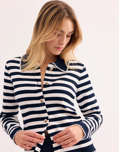 L&U-AE132 NAVY&WHITE STRIPED BLOUSE