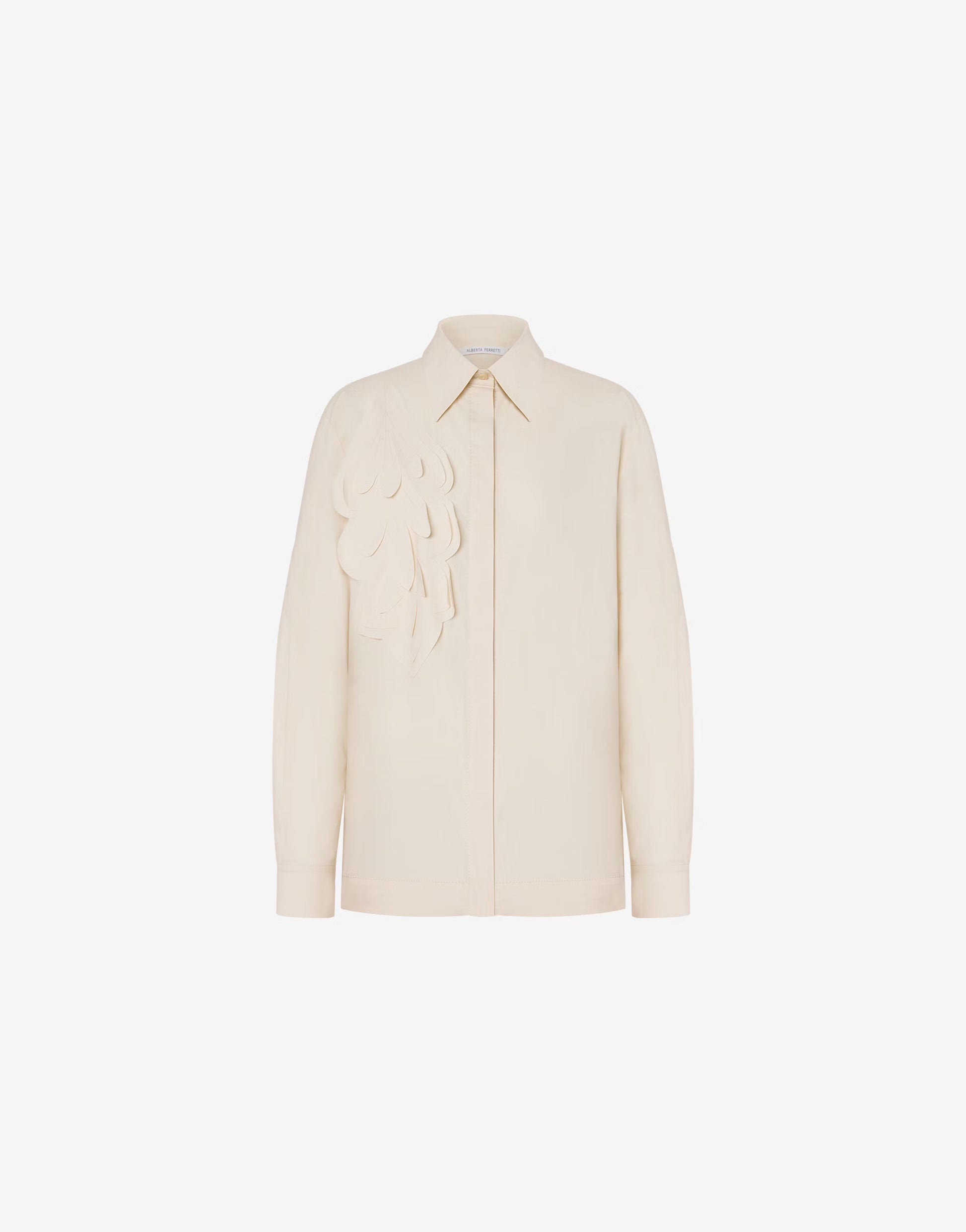 ABF-A0210 BEIGE LEAVES BLOUSE