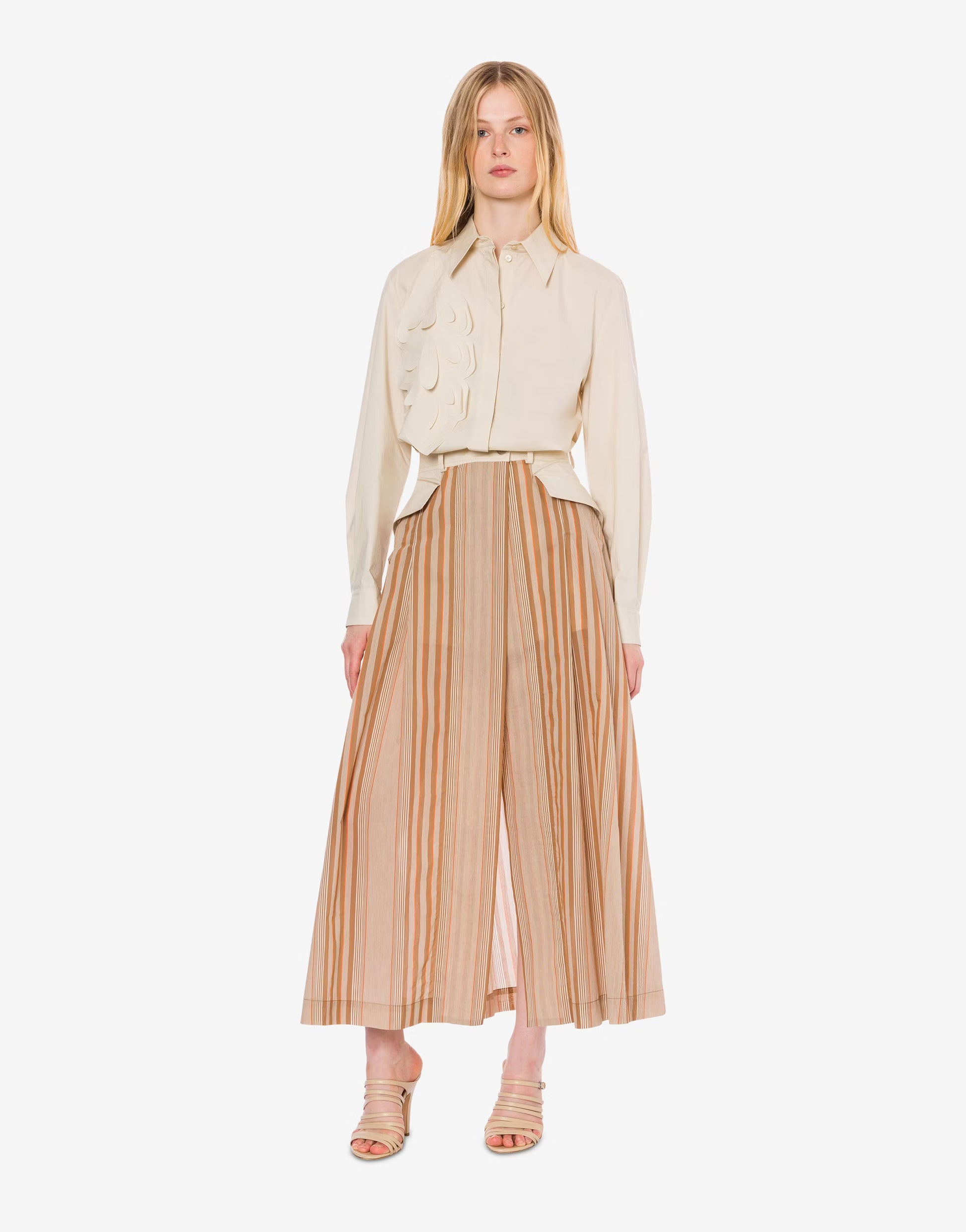 ABF-A0210 BEIGE LEAVES BLOUSE