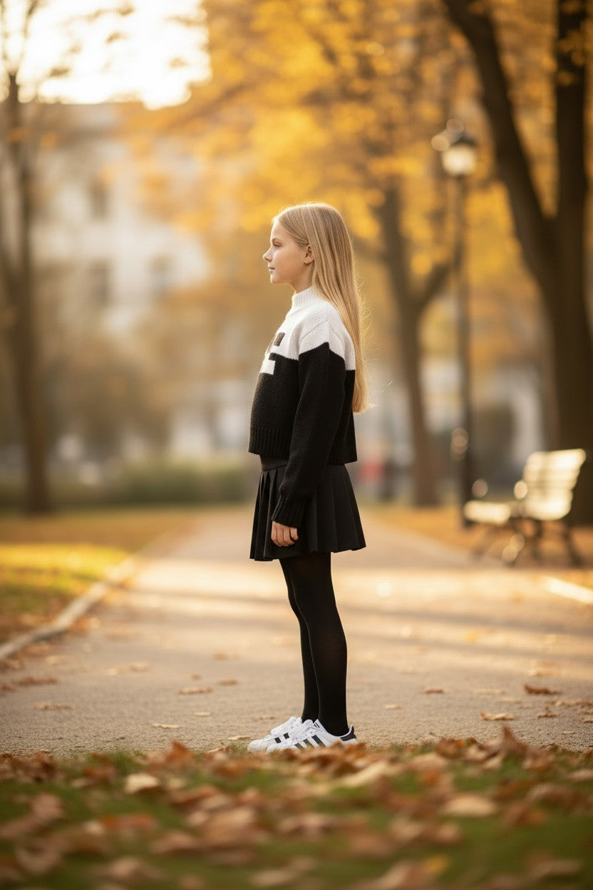 EFK-EFMA215 BLACK&WHITE CONTRAST KNIT TOP