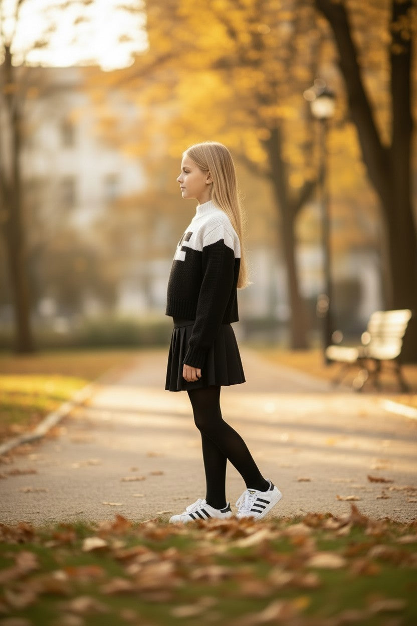 EFK-EFMA215 BLACK&WHITE CONTRAST KNIT TOP