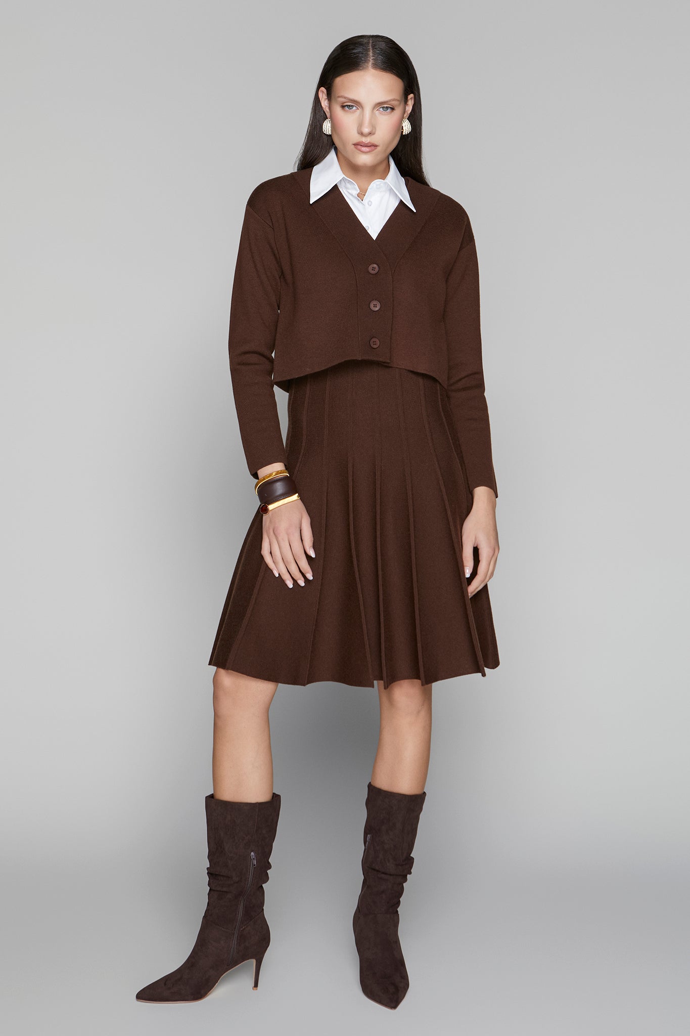 APP-F25-962 BROWN CROPPED CARDIGAN