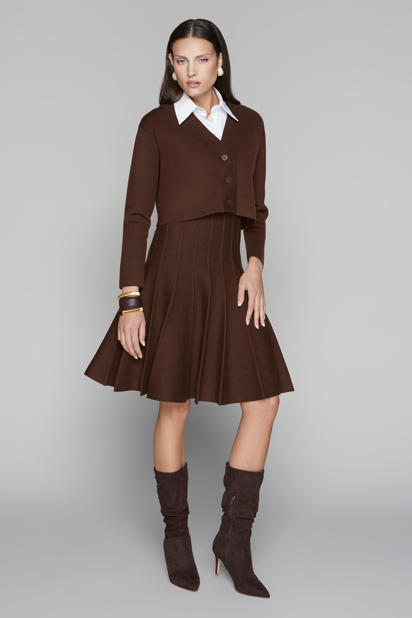 APP-F25-962 BROWN CROPPED CARDIGAN
