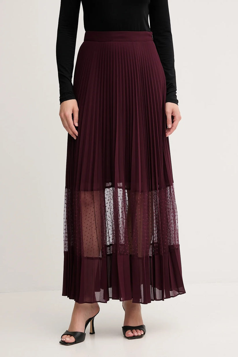 TWS-252TP2642 BURGUNDY PLEATED SKIRT