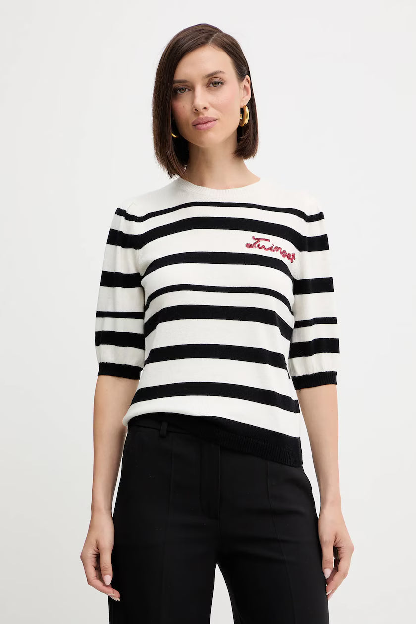 TWS-252TP3090 BLACK&WHITE STRIPED TOP