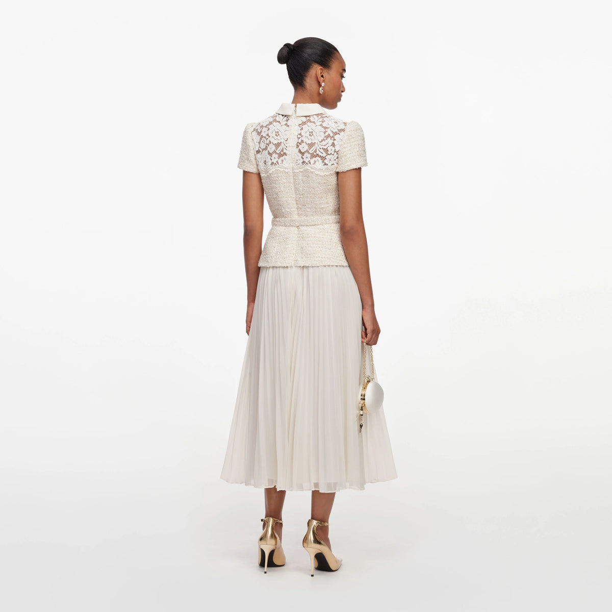 SPO-AW26-019MB CREAM LACE BOUCLE DRESS