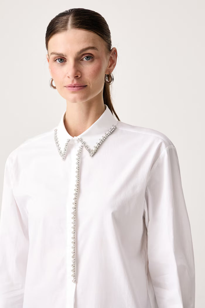 IBL-2627116041 IBLARMONIOSO WHITE RHINESTONE BLOUS
