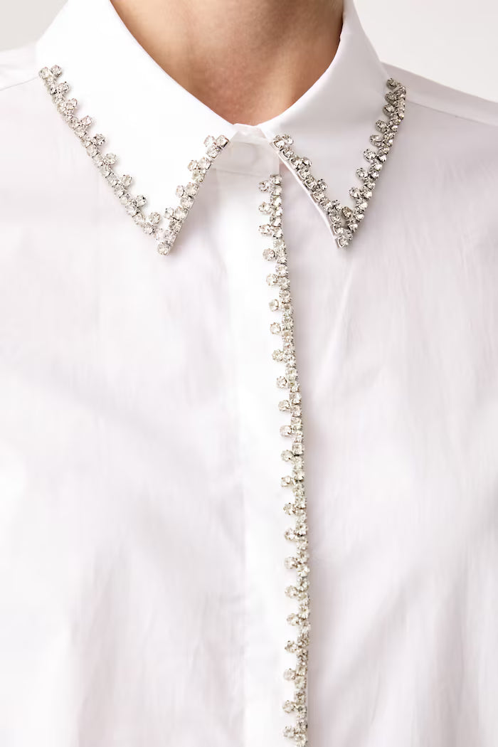 IBL-2627116041 IBLARMONIOSO WHITE RHINESTONE BLOUS