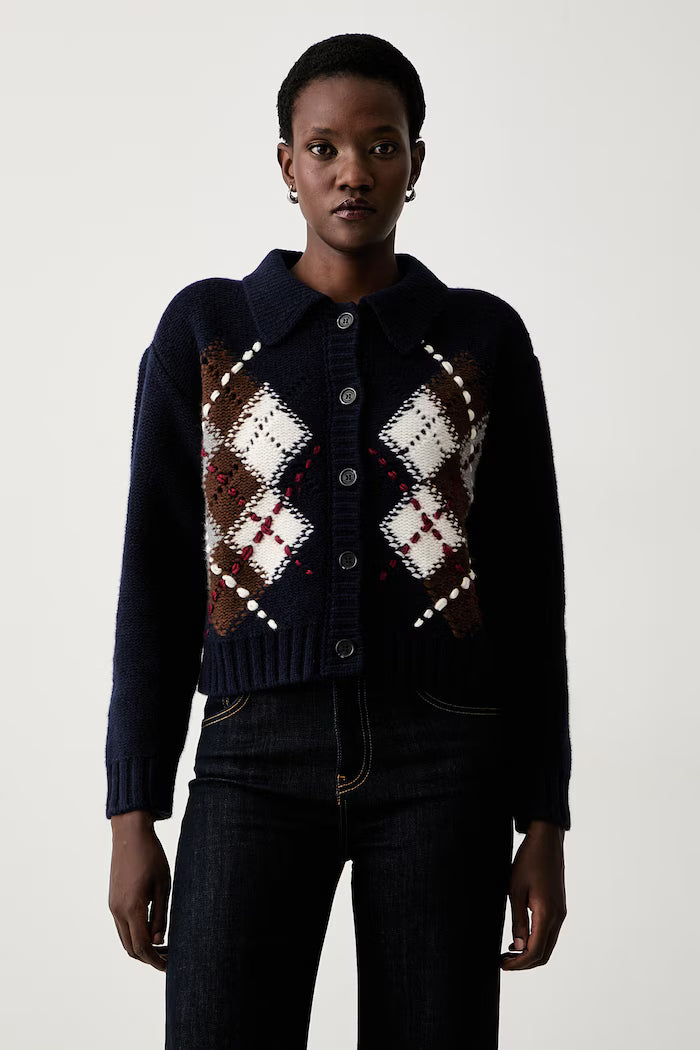 ERF-D49EN037E56 BLUE&MULTI ARGYLE CARDIGAN