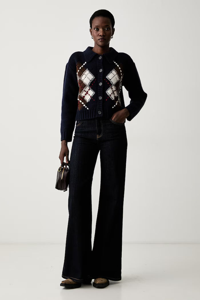 ERF-D49EN037E56 BLUE&MULTI ARGYLE CARDIGAN
