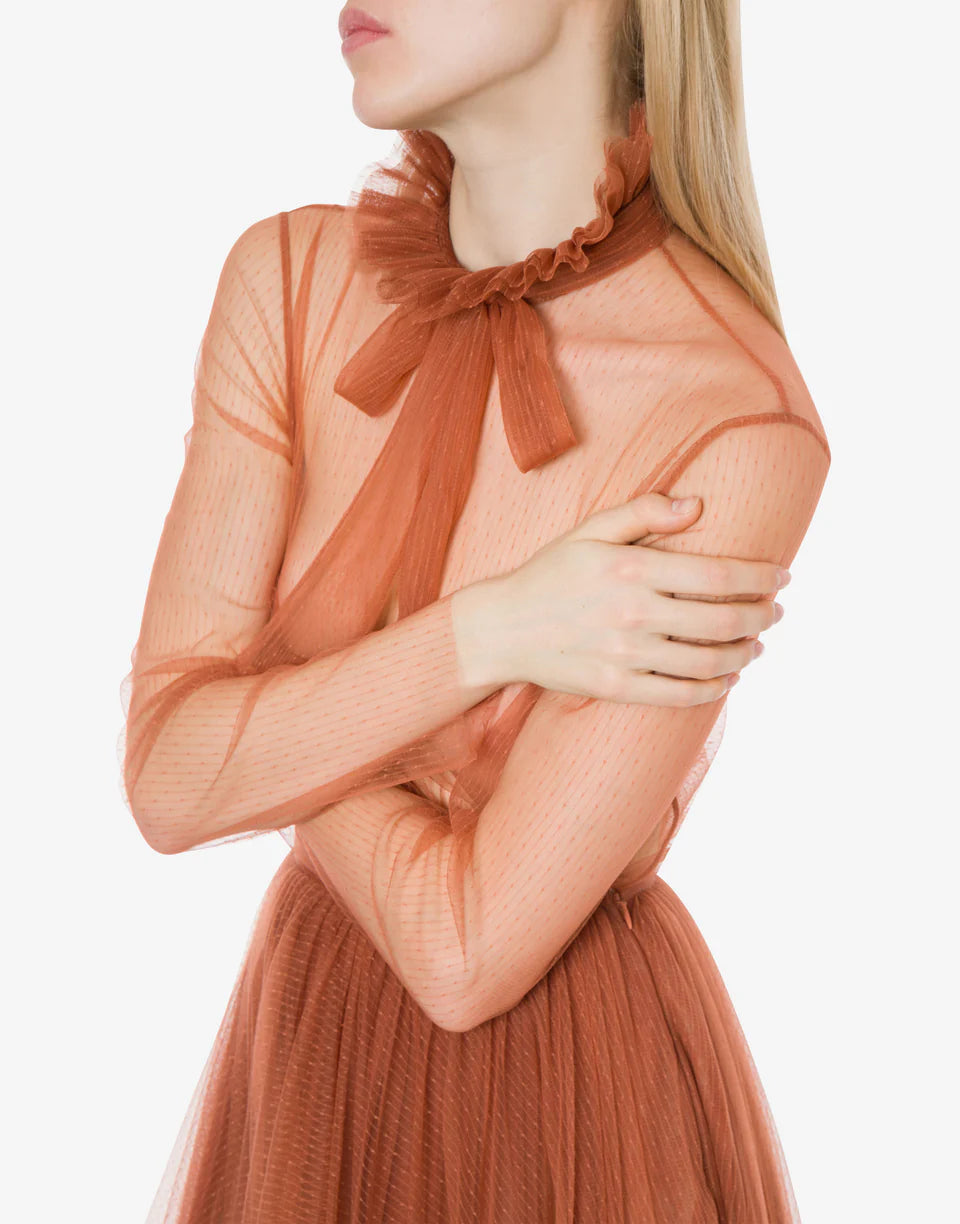 PHY-A0202 BLACK TULLE BLOUSE