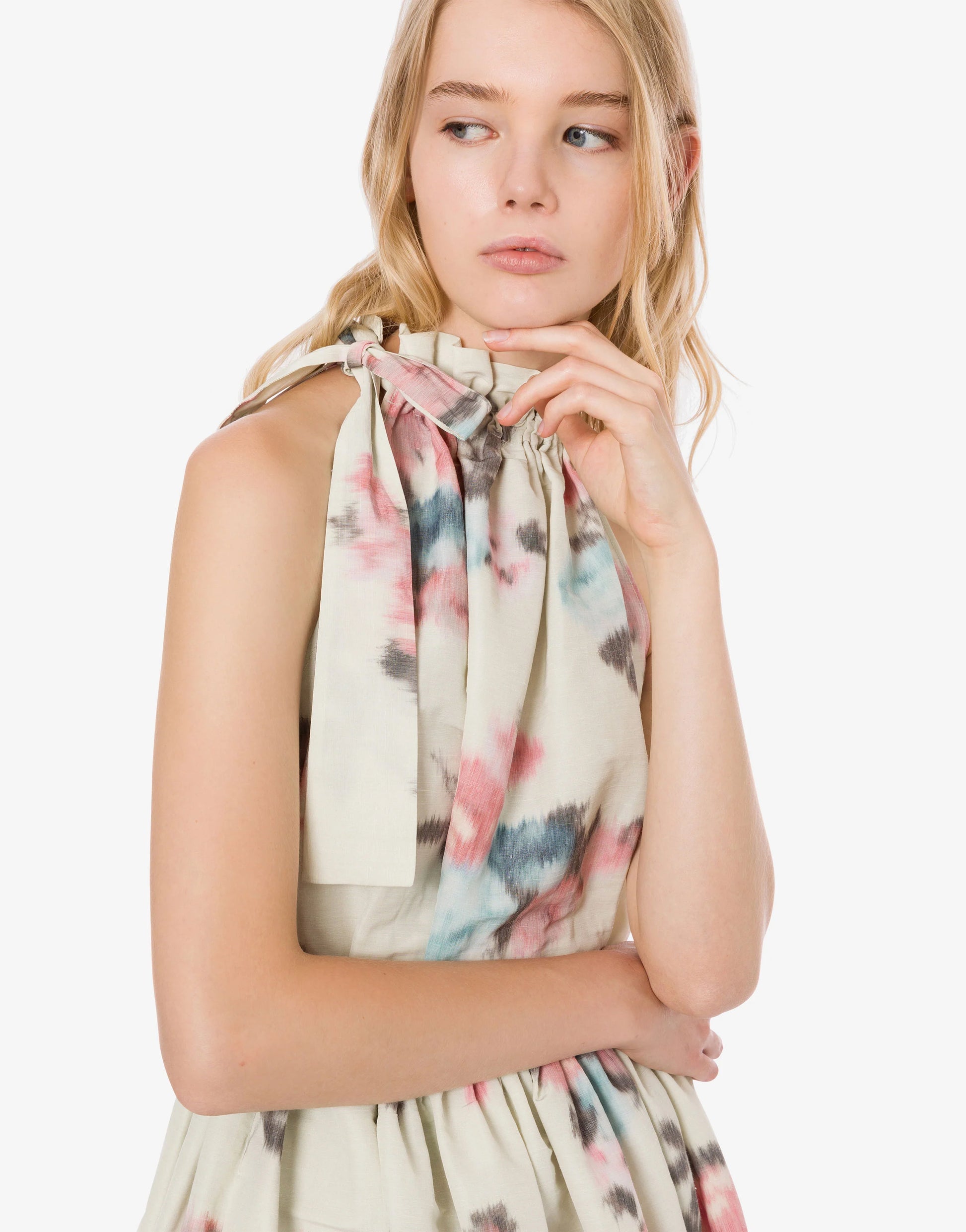 PHY-A0442 CREAM FLORAL PRINT DRESS