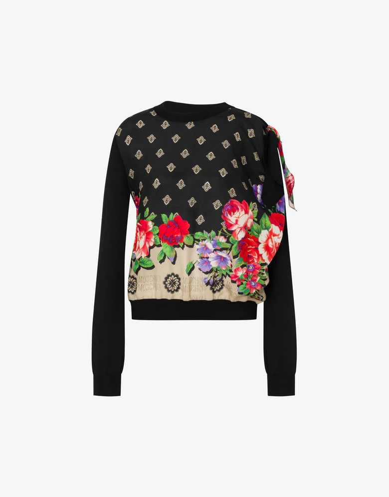 MSC-A0922 BLACK FLORAL PRINT TOP