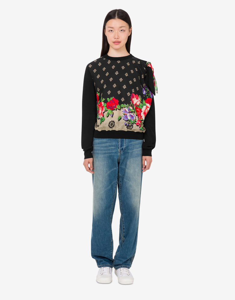 MSC-A0922 BLACK FLORAL PRINT TOP