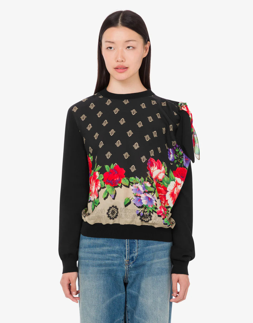 MSC-A0922 BLACK FLORAL PRINT TOP