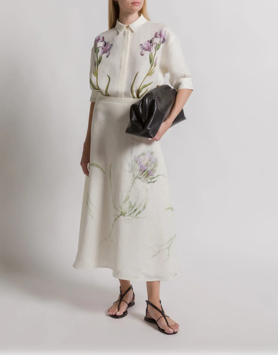 ABF-A0223 BEIGE FLOWER PRINTED BLOUSE