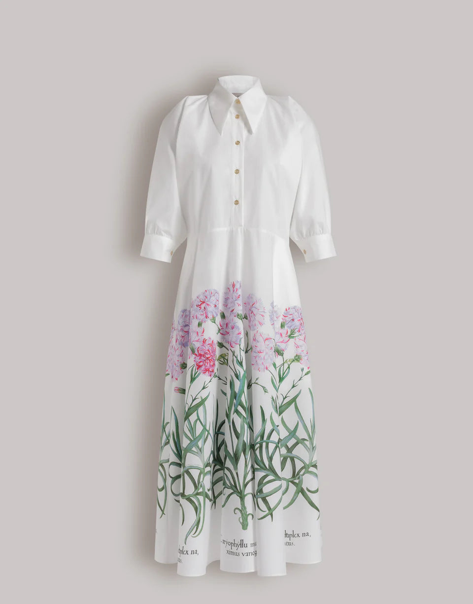ABF-A0442 WHITE FLOWER PRINT SHIRT DRESS