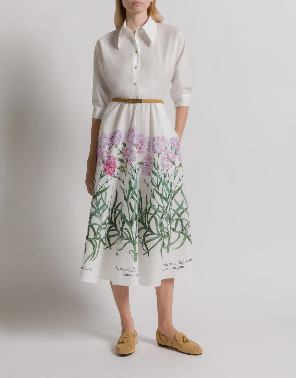 ABF-A0442 WHITE FLOWER PRINT SHIRT DRESS