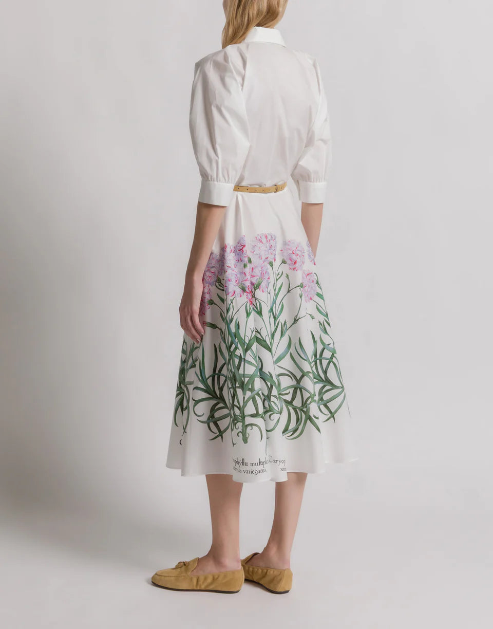 ABF-A0442 WHITE FLOWER PRINT SHIRT DRESS