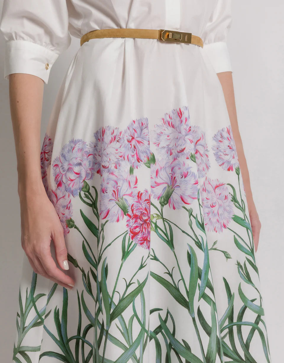 ABF-A0442 WHITE FLOWER PRINT SHIRT DRESS