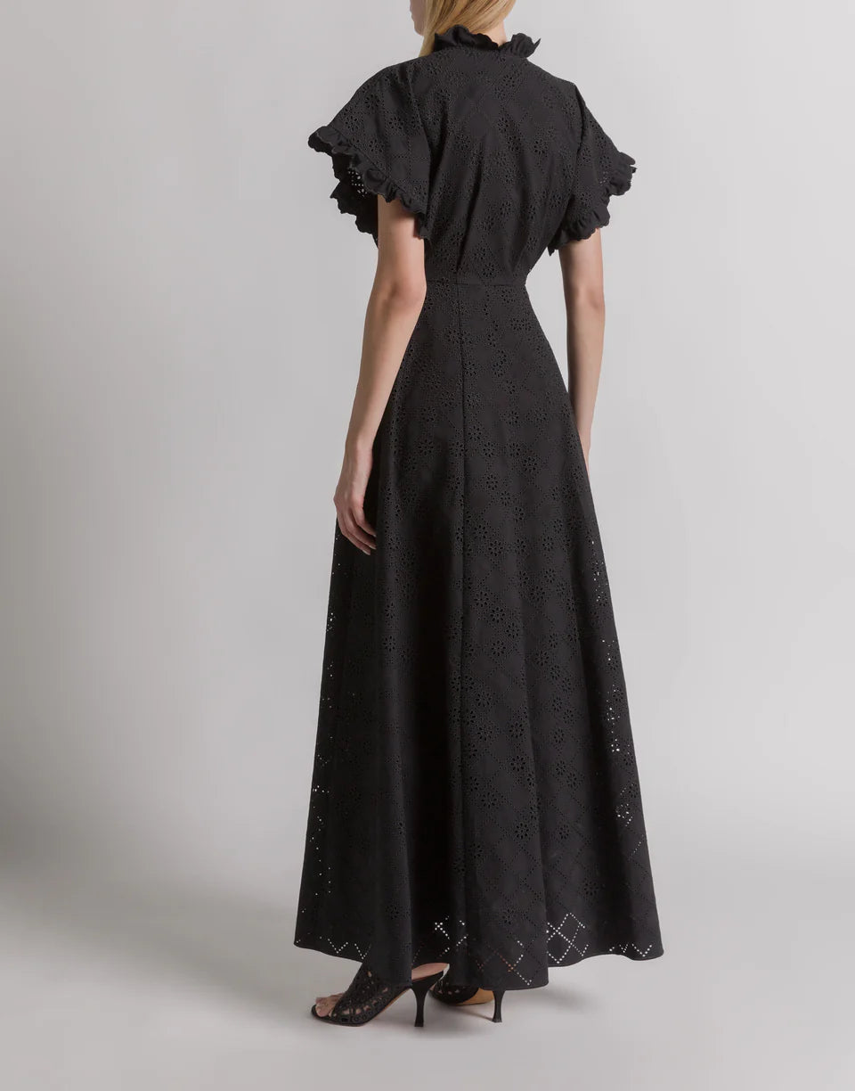 ABF-A0444 BLACK SANGALLO LACE DRESS