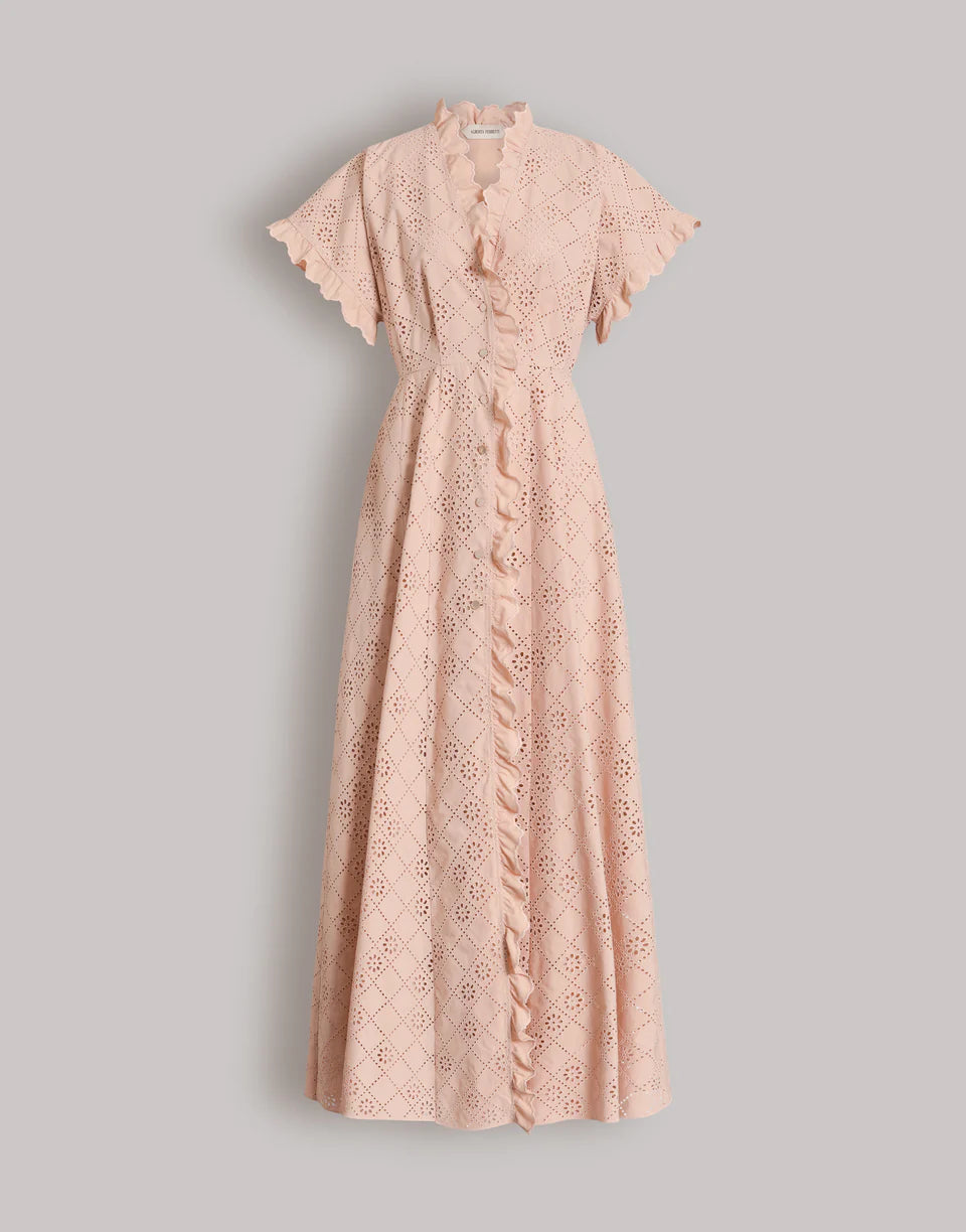 ABF-A0444 BEIGE SANGALLO LACE DRESS