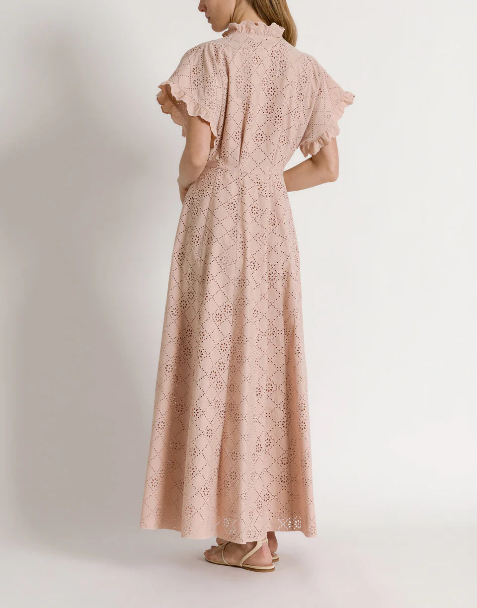 ABF-A0444 BEIGE SANGALLO LACE DRESS